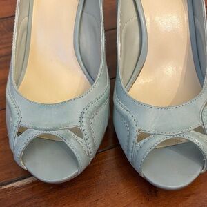 Max Studio Light Blue Peep-Toe Heels. Too cute!